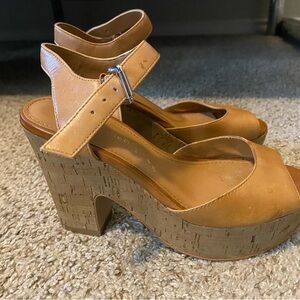 Marc Fisher Tan Platform Sandals